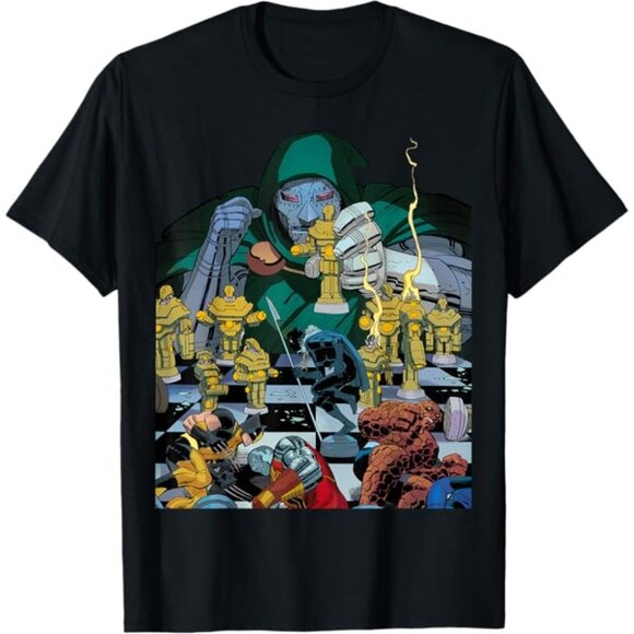 Port and Company Other - Marvel Doctor Doom Doomwar #3 Comic Cover Mens XL Black Tee T Shirt Casual NWT